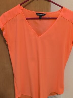 Express Women's V-Neck Blouse in Bright Orange
